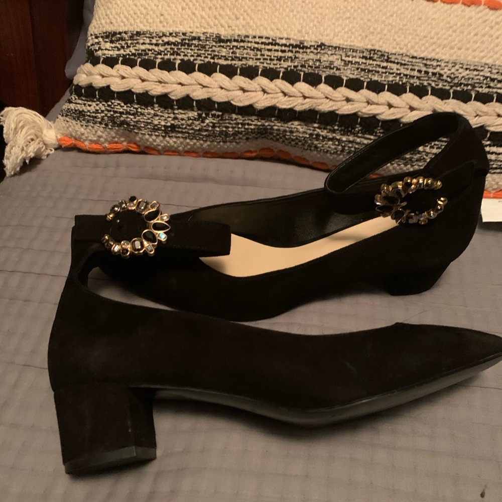 Nine West Jeweled D’Orsay ankle straps.